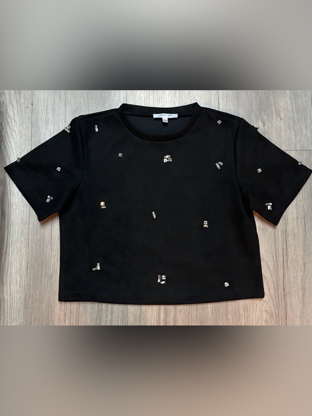 Women's Black Embellished Crop Tank Top